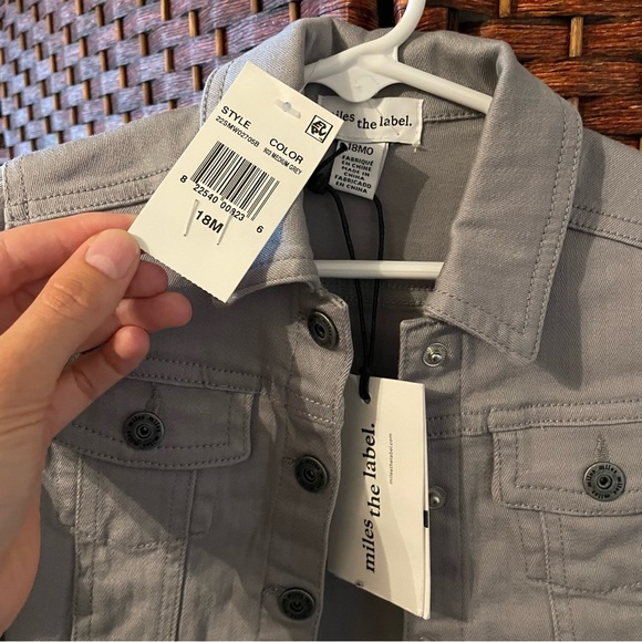Miles The Label. Unisex Cotton Blend Grey Denim Jacket - Baby 18M - Picture 6 of 6